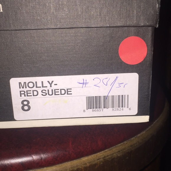 Red Strap Suede Heels - Picture 5 of 5